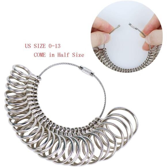 Ring Mandrel Metal Ring Sizer Set with Jewelry Rubber Mallet Hammer Rings Size - Picture 6 of 7